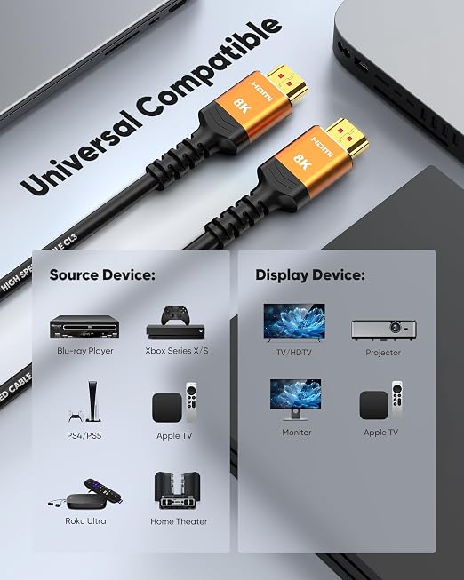 Highwings HDMI Cables 25FT Long, 8K Ultra High Speed HDMI 2.1 Cable 8K@60 - Image 7