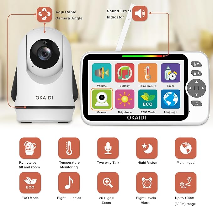 OKAIDI Baby Monitor No WiFi, 1000ft Baby Monitor - Image 2