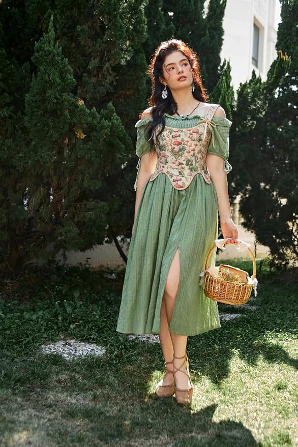 SCARLET DARKNESS Bustier Tops for Women Renaissance Floral Lace Up Bodyshaper - Image 2
