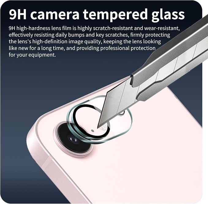 4-Pack Camera Lens Protector for iPhone 16e/17e, 9H Tempered Glass Camera Cover - Image 4