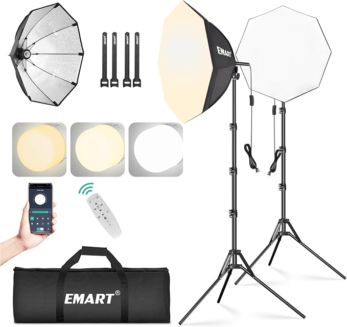 EMART Softbox Photography Lighting Kit, 50W 3000K-6000K LED Bulb, Professional by EMART