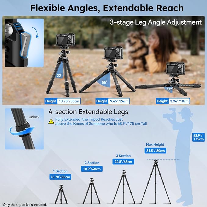 SIRUI 31.5" Compact Carbon Fiber Small Desktop Tripod - Image 2
