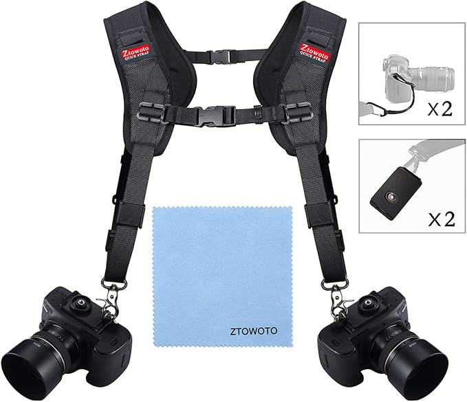 Double Shoulder Camera Strap Harness Quick Release Adjustable Dual Camera - Image 5