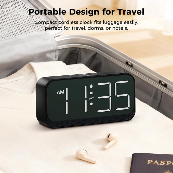 Acedeck Battery Operated Digital Clock: Cordless Small Alarm Clock - Image 7