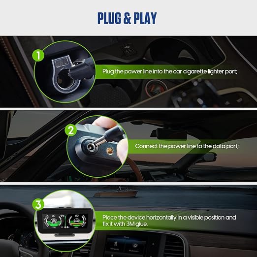 MR CARTOOL Car Digital Inclinometer M50 Automotive HUD Angle Slope Meter - Image 4
