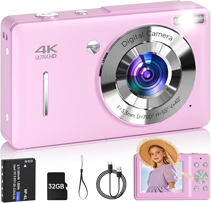 Digital Camera, FHD 1080P 44MP Point and Shoot Digital Camera by SMARTKLIK