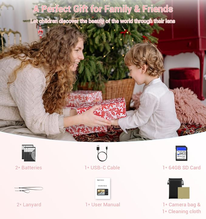 Digital Camera, Upgraded FHD 4K Pink Digital Camera - Image 9