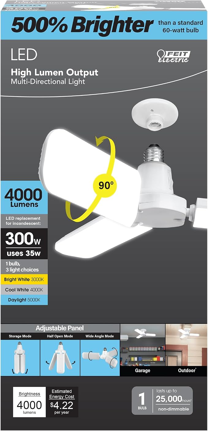 Feit Electric LED Garage Light, E26 Base, 000-Hour Lifetime by FeitElectricCompany