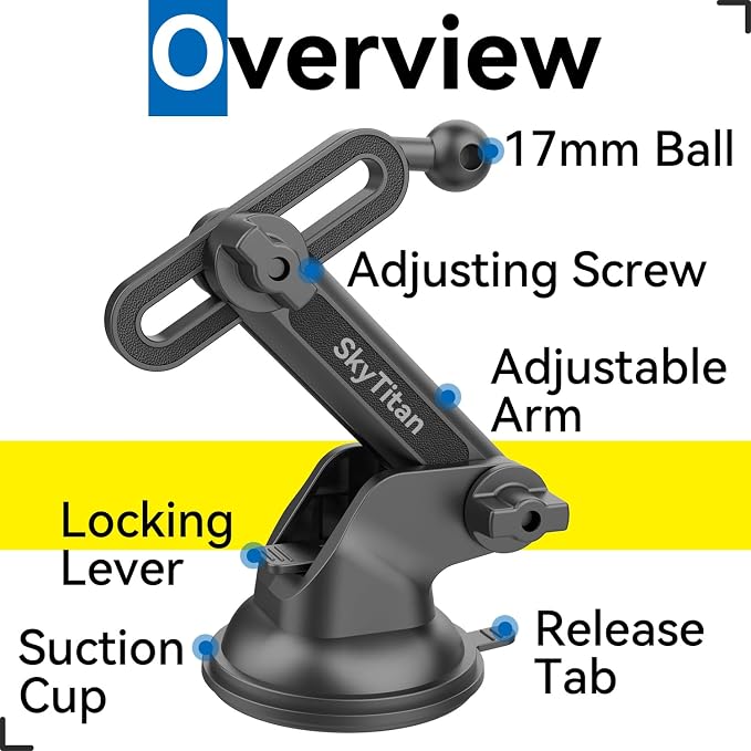 SkyTian for Garmin GPS Car Mount Replacement Sticky Suction Cup 17mm Ball Mount - Image 9