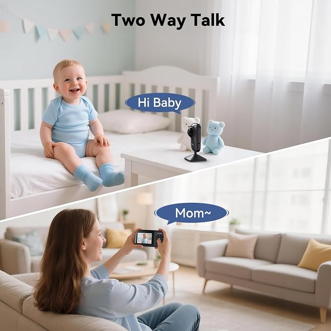 Video Baby Monitor with App, 2.8" Screen 14h Battery, Sound Detection, Night - Image 6