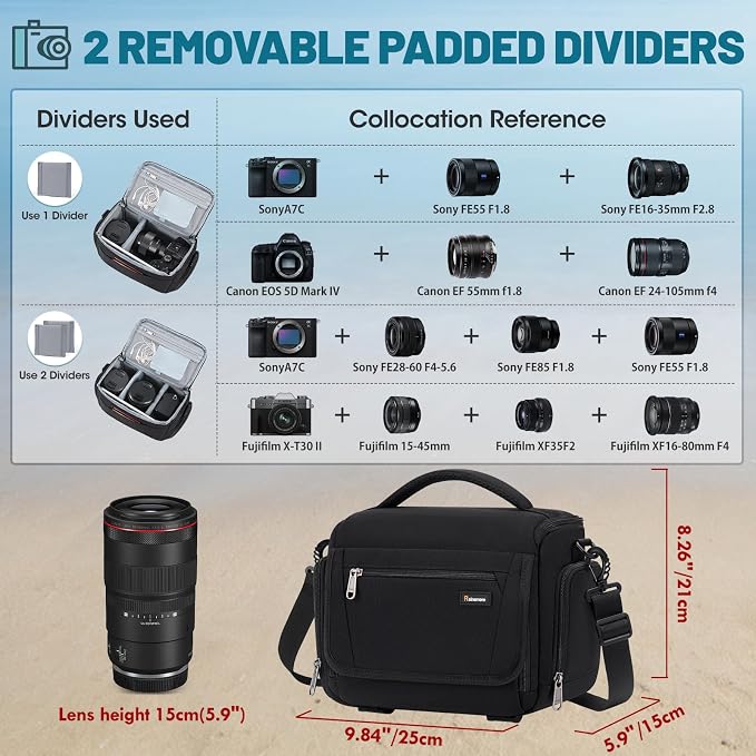 RAINSMORE Camera Bag, SLR/DSLR/Mirrorless Camera Case - Image 2