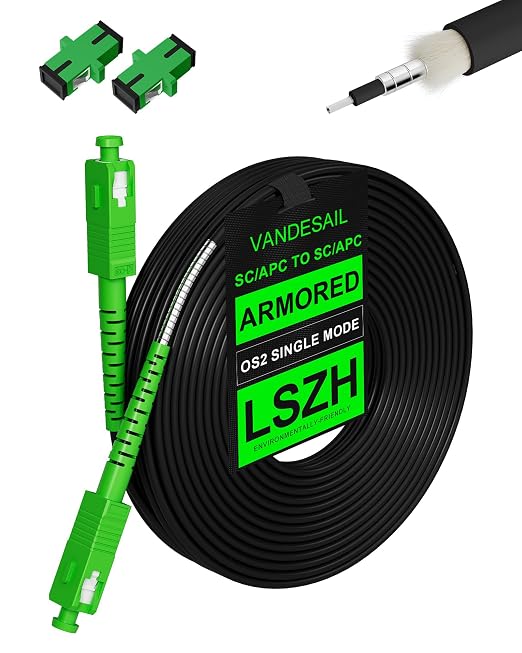100M/328ft SC/APC Fiber Optic Internet Cable Extension, SC/APC to SC/APC by VANDESAIL