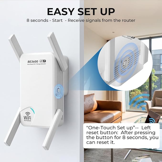WiFi 7 Extender Signal Booster for Home, 3.6 Gbps Dual-Band Internet Extender - Image 7