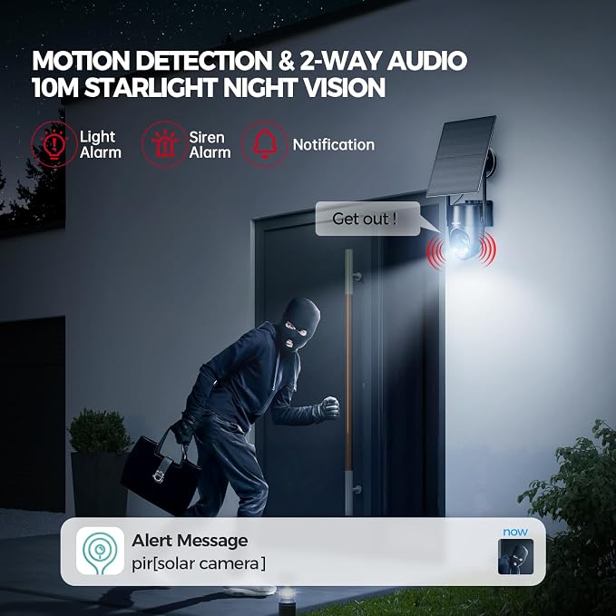 Solar Security Cameras Wireless Outdoor, 2K 360° View Solar Powered WiFi 3MP - Image 5