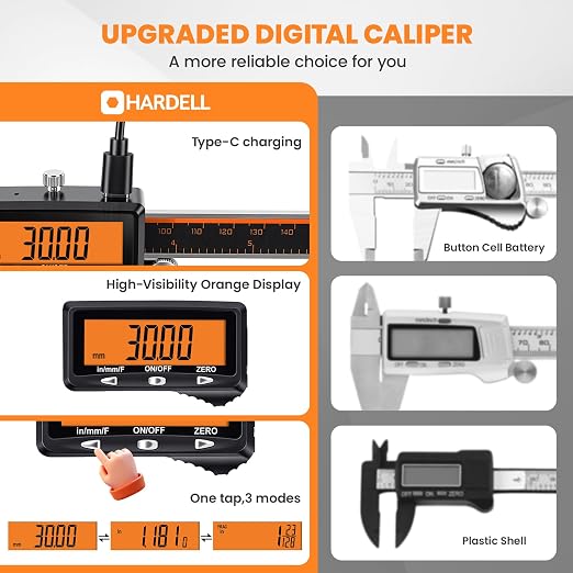 HARDELL Calipers 8", Rechargeable Digital Caliper - Image 6