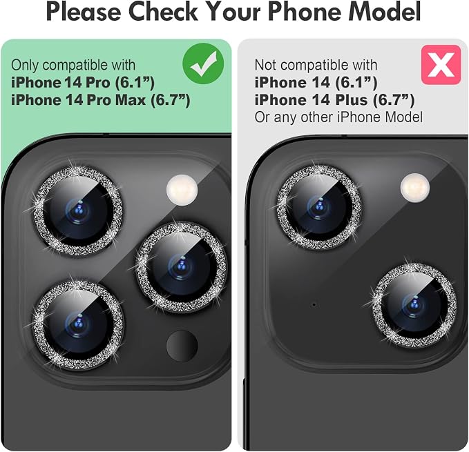 for iPhone 14 Pro/14 Pro Max Camera Lens Protector Bling, 9H Hardness - Image 2