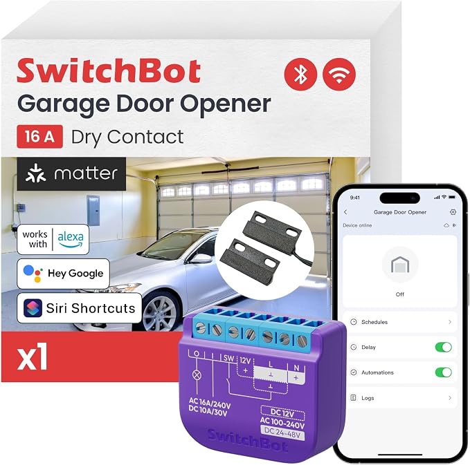 Switchbot WiFi Smart Garage Door Opener, Matter Certified, by SwitchBot