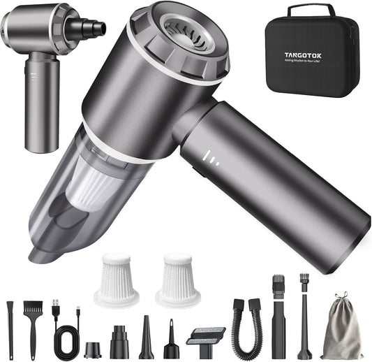 80,000RPM Cordless Car Vacuum & Air Duster 4-in-1 High Power 20000PA Handheld Blower/Pump with Brushless Motor, LED Power Display, 3 Speed for Home/Camping/Pet Hair (Silver)
