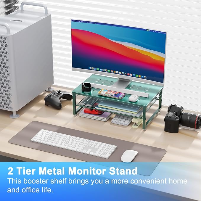 gianotter 2-Tier Metal Monitor Stand Riser, Desk Organizer - Image 2