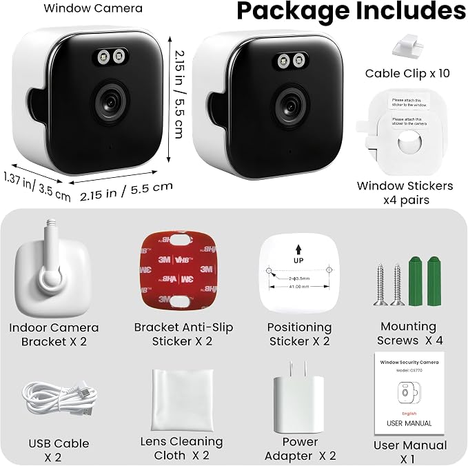 vebiliki 【2 Pack】 Window Cameras - Image 8