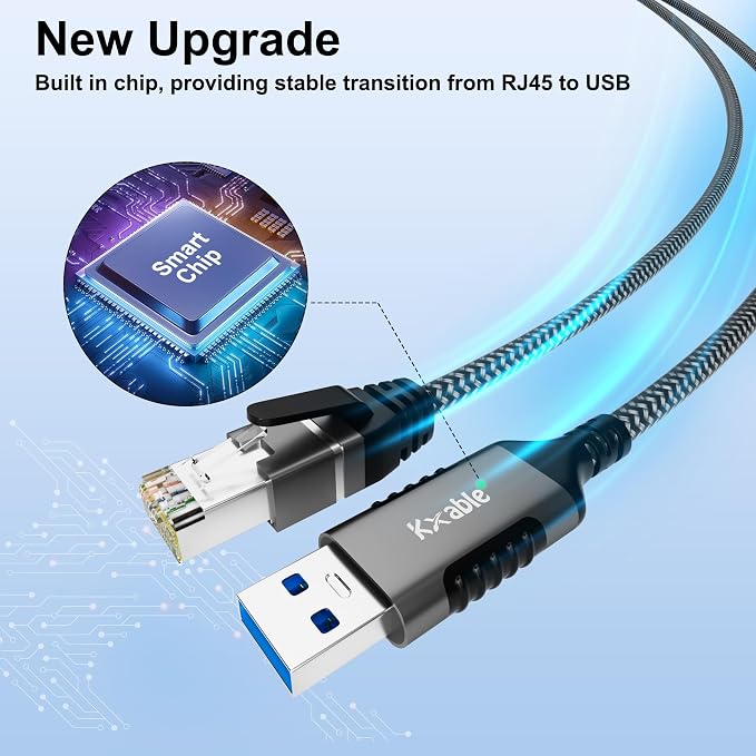USB to Ethernet Cable 20 FT, USB 3.0 A Male to RJ45 Male Cord, Directly - Image 5