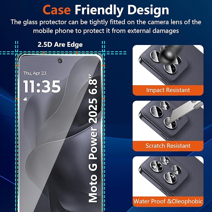 Designed for Motorola Moto G Power 5G 2025 Tempered Glass Screen Protector + - Image 6