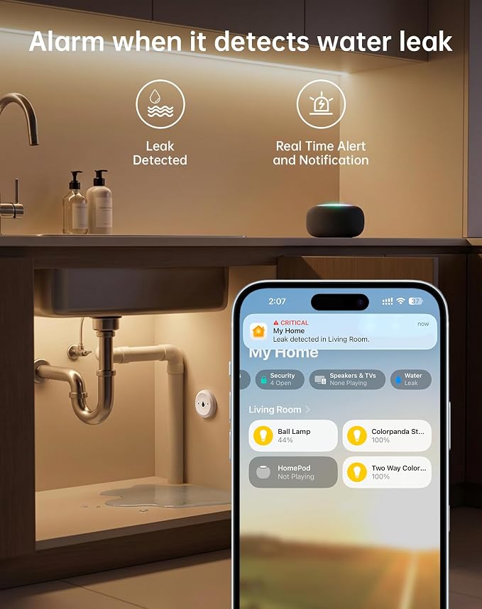 Water Leak Sensor, Zigbee Wireless Water Leak Detector - Image 2