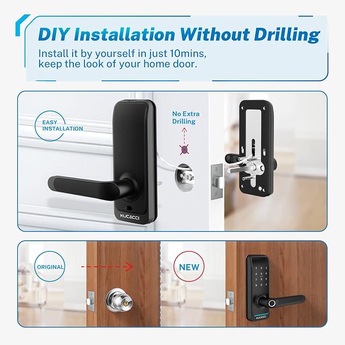 Smart Door Lock with Handle: Kucacci Keyless Entry Digital Door Lock - Image 8