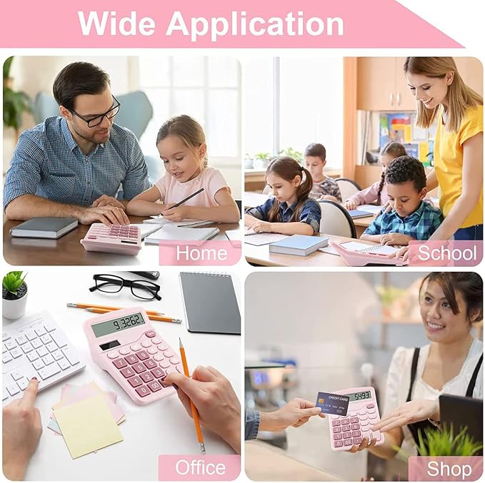Office Calculators Desktop, 12-Digit Dual Power Cute Calculator - Image 6
