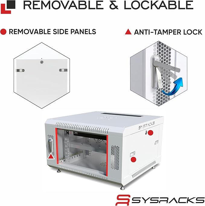 6U Wall Mount Server Rack Cabinet 24” Deep, 19” Network & AV Enclosure - Image 5
