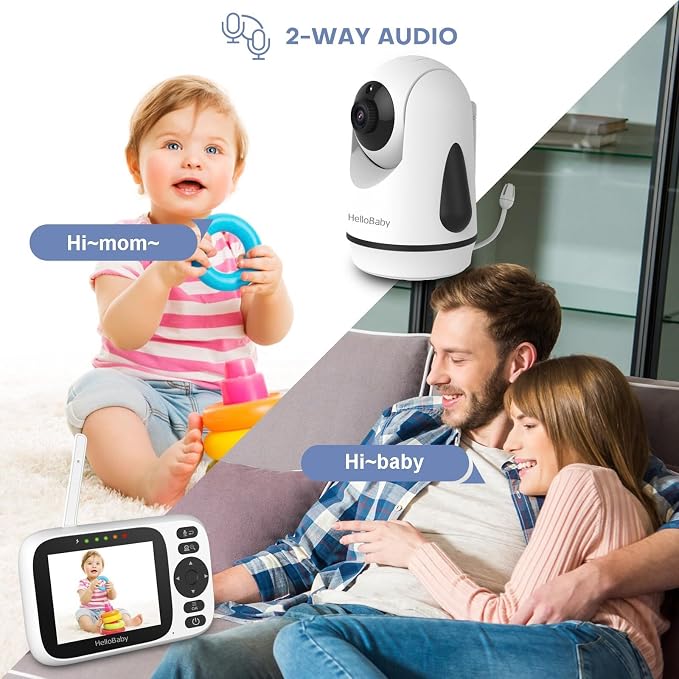 HelloBaby 3.2'' Baby Monitor 2 Cameras, Video Audio Baby Monitor No WiFi - Image 4