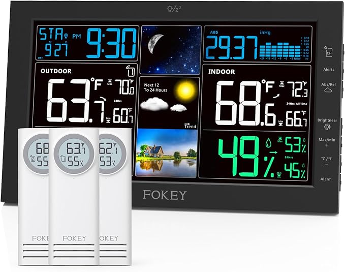 Weather Station Wireless Indoor Outdoor, Indoor Outdoor Thermometer Wireless by FOKEYDIRECT