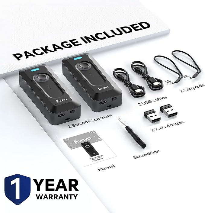 2-Pack Eyoyo 2D Bluetooth Barcode Scanner Wireless - Image 9