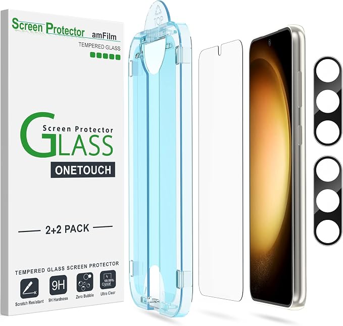 amFilm [2+2 Pack OneTouch Tempered Glass Screen Protector by amFilm