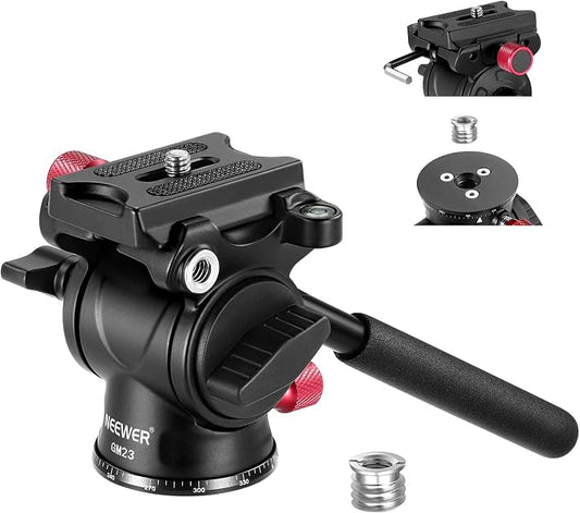 NEEWER Fluid Tripod Head with Handle & Arca Type Quick Release, Aluminum Alloy by Neewer