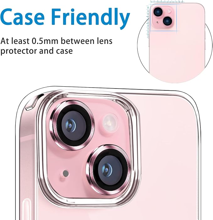 Compatible with iPhone 15 and 15 Plus Camera Lens Protector, Anti-Scratch Lens - Image 6