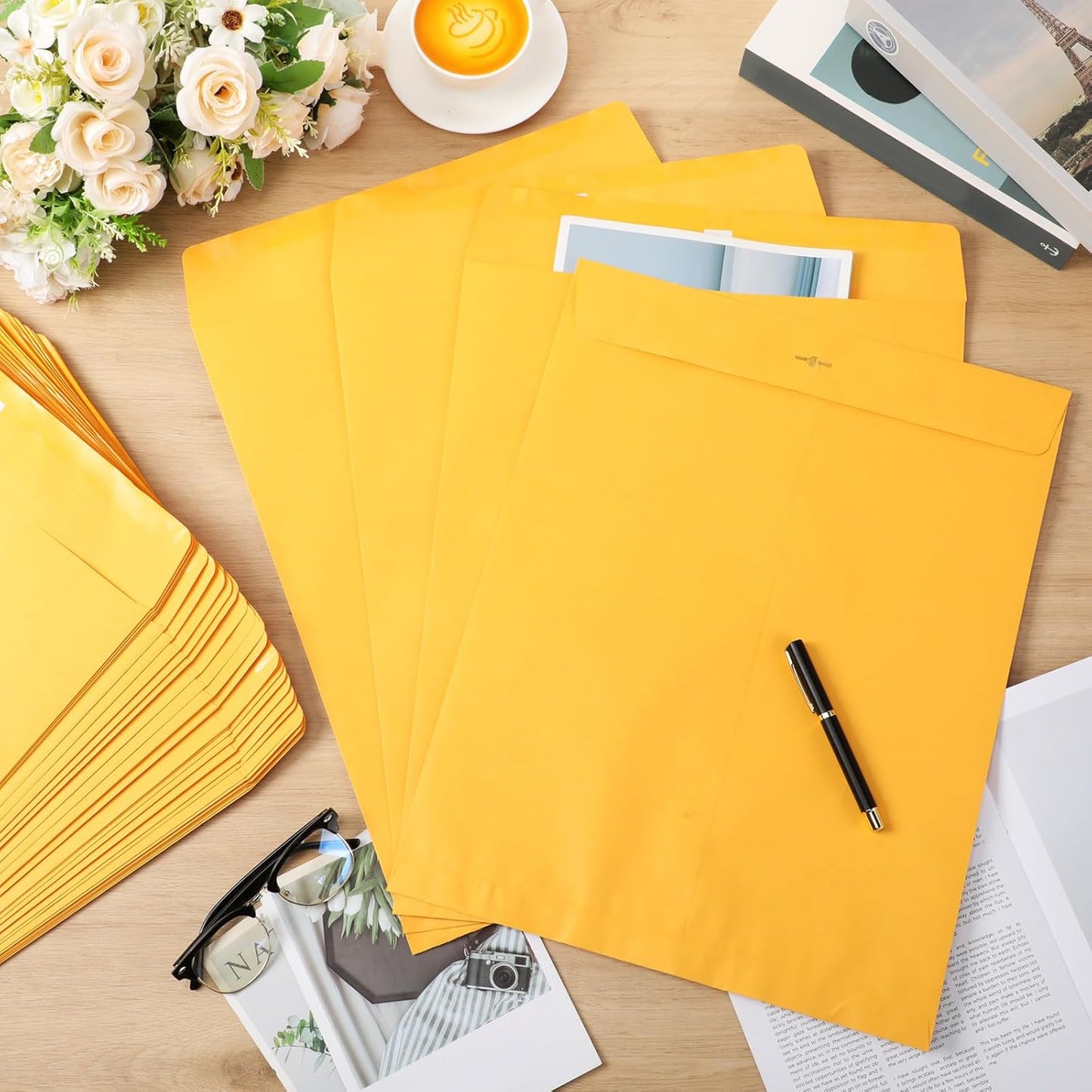 50 Pcs 15 x 19 Inch Extra Large Mailing Clasp Envelopes Jumbo Kraft Catalog Manila Envelope with Clasp Closure for Oversized Big Documents Office Home Business Legal School Storing Mailing