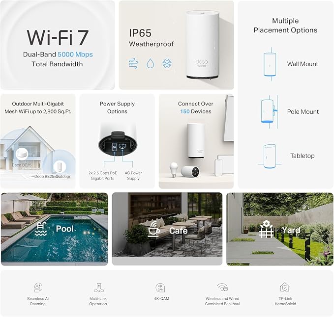 TP-Link Deco 7 Outdoor BE25 BE5000 Dual-Band Wi-Fi 7 Mesh Extender – Up to 2 - Image 3