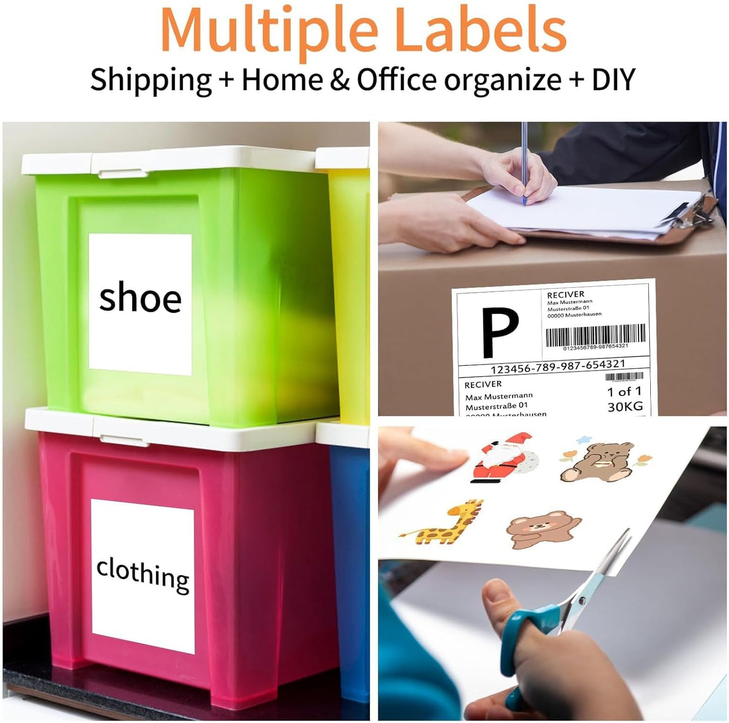 8.5" x 11" Sticker Paper for Inkjet Printers - 1000 Sheets Full Sheet Shipping Labels Printable Full Page Labels 8.5×11 White Sticker Paper for Laser Printing - Matte