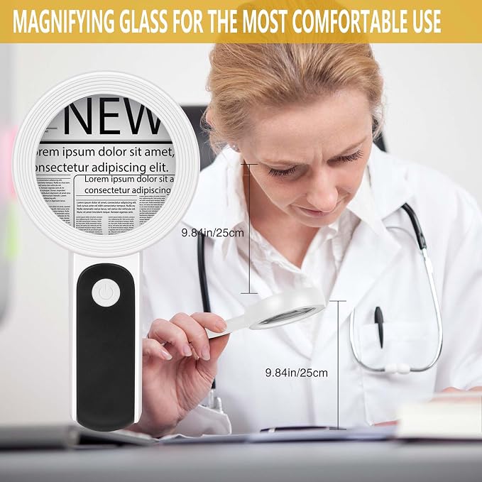 Magnifying Glass with Light, High Magnification Handheld Large Magnifying Glass - Image 7