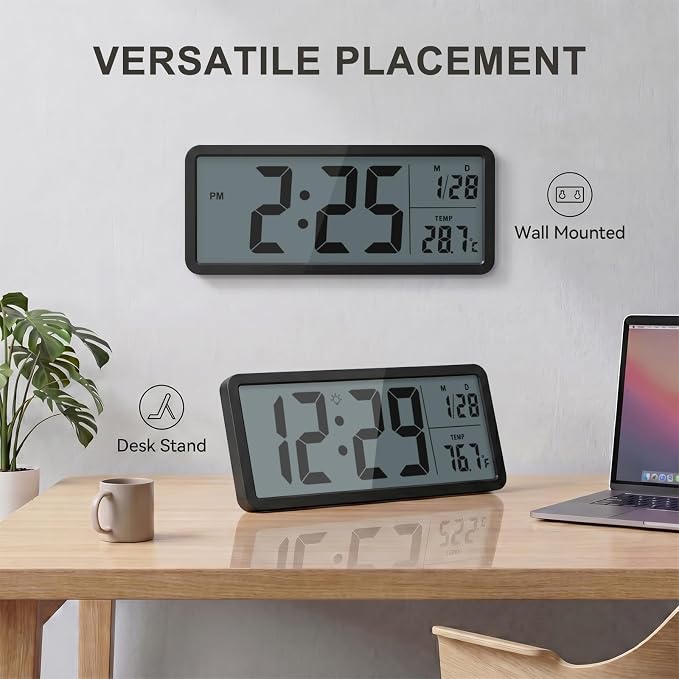 JoFomp 10.5" Large Digital Wall Clock Battery Operated - Image 4