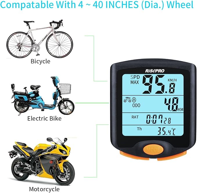 Bike Computer, RISEPRO® Wireless Bicycle Speedometer Bike Odometer Cycling - Image 4