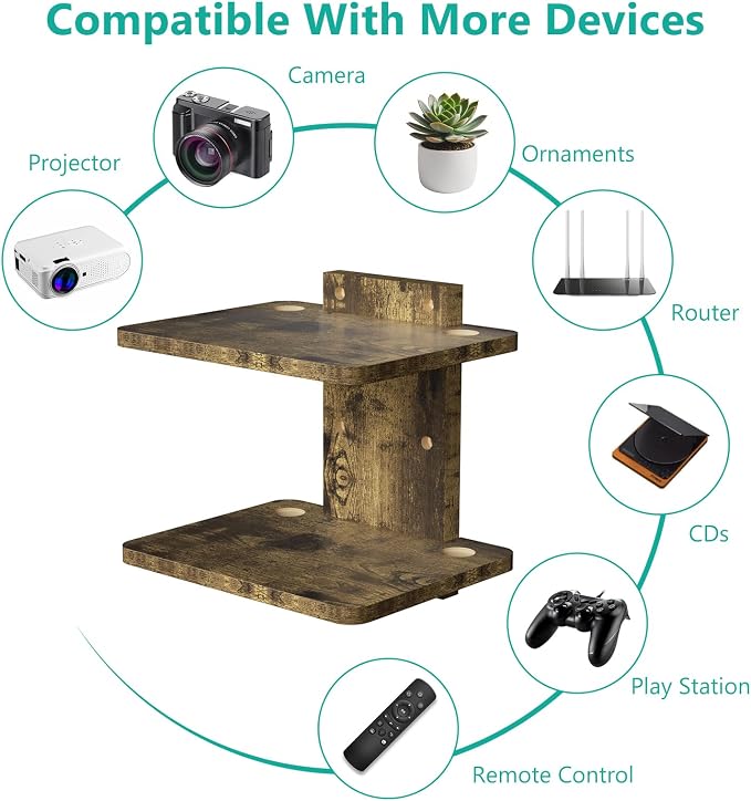 WALI Floating TV Shelf, 2 Tier Projector Shelf - Image 6
