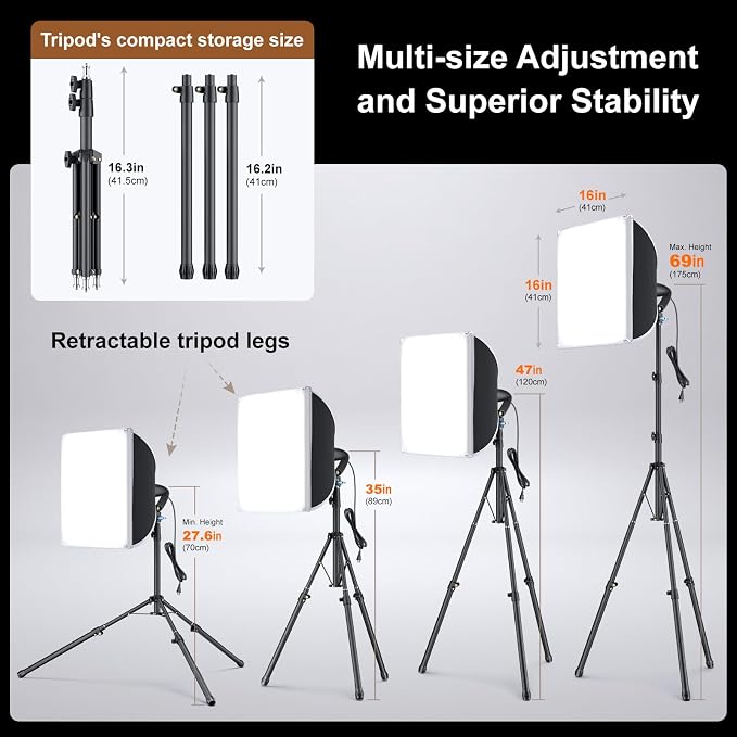 LINCO Lincostore Softbox Photography Lighting Kit 16'' x 16'' Professional - Image 7