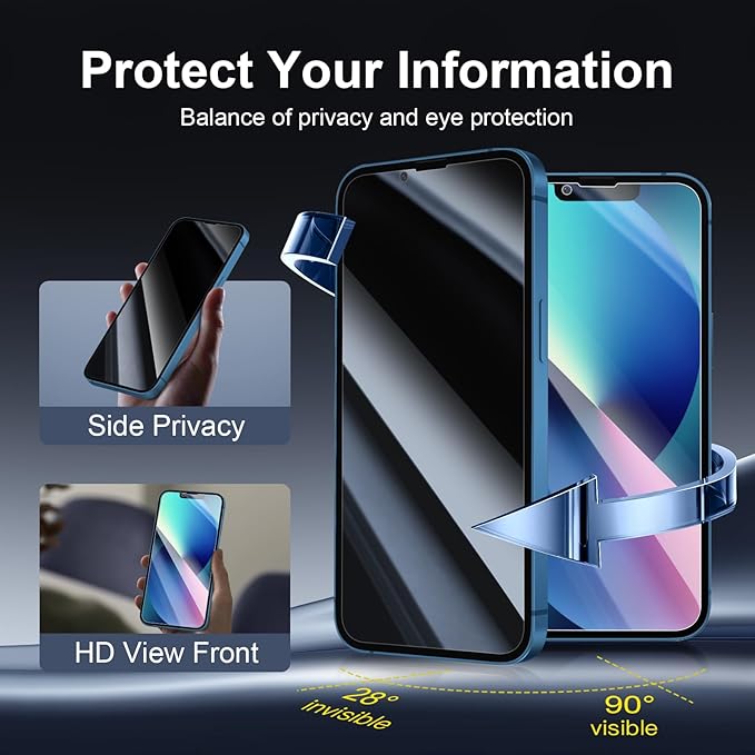 NEW'C 3x Privacy for iPhone 13 Screen Protector+ 3x Camera Lens Protector - Image 3