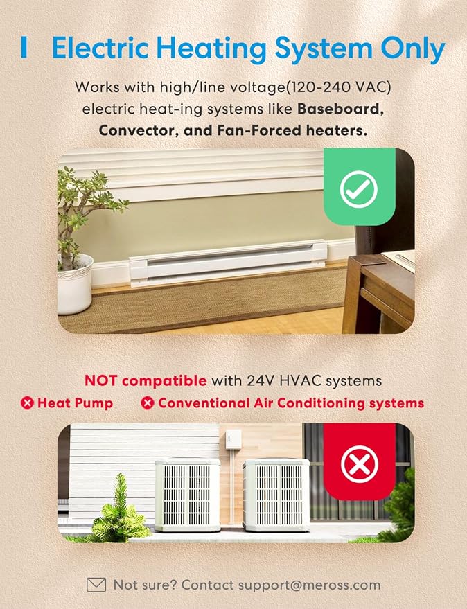 meross Matter Smart Thermostat for Electric Baseboard Heater, Works - Image 2