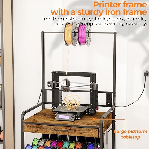 3D Printer Stand with Power Hub and Top Storage Shelf – Heavy Duty X-Bracket - Image 5