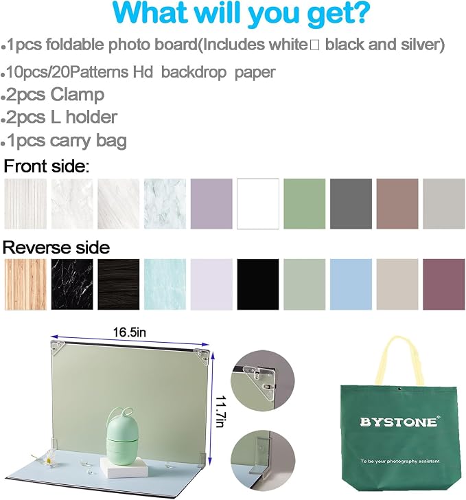 BYSTONE Photo Backdrop Board for Product Photography, 16.5 x 11.7 in Tabletop - Image 5