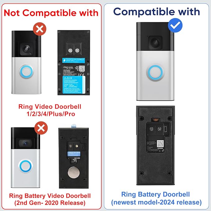 No Drilling Doorbell Mount for Ring Battery Doorbell, Adhesive Camera Door - Image 2
