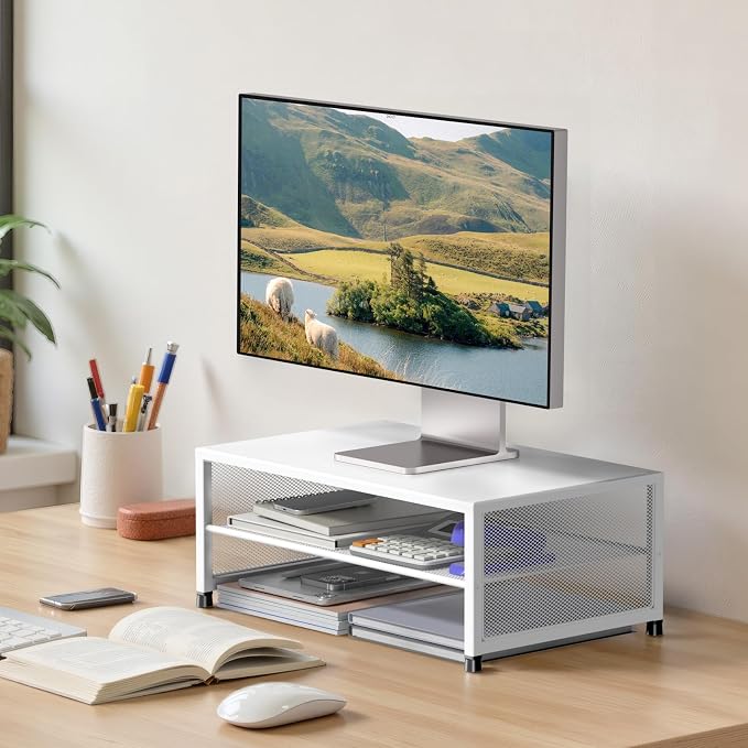 ECOLOVI 2-Tier Computer Monitor Stand Riser, Desk Organizer - Image 8